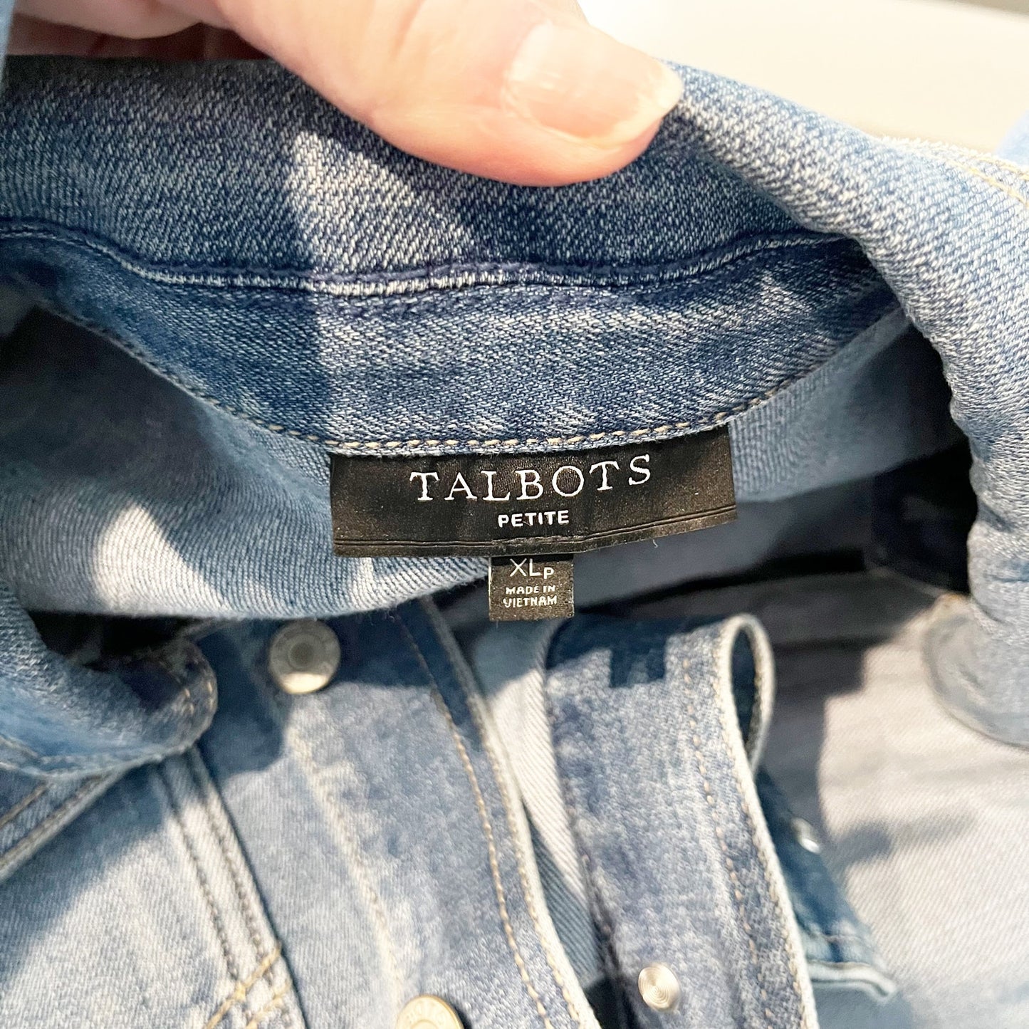 Talbots Button Up Cotton Stretch Denim Jean Jacket Blue XL Petite