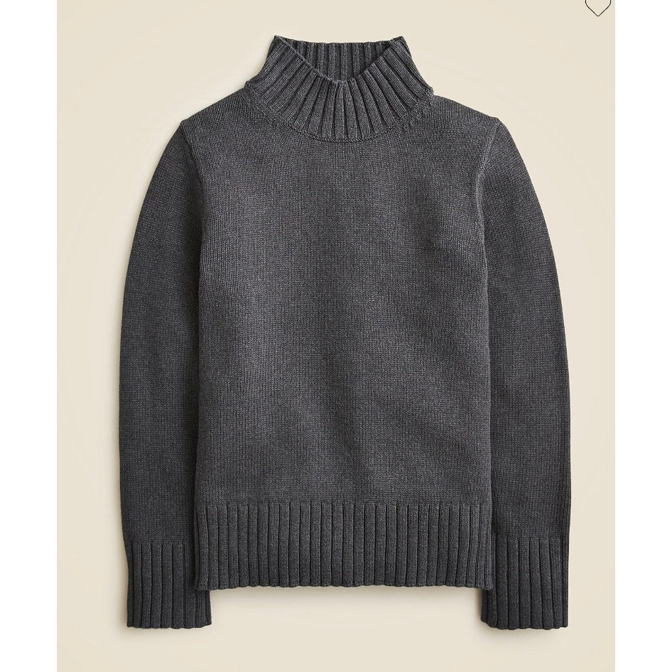 J. Crew Cotton Turtleneck Sweater Heather Charcoal Gray Small
