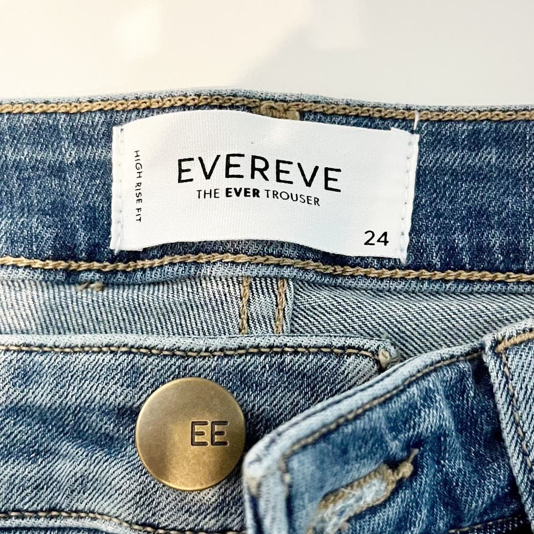 Evereve The Ever Trouser High Rise Wide Leg Side Slit Jeans Blue 24 / 00
