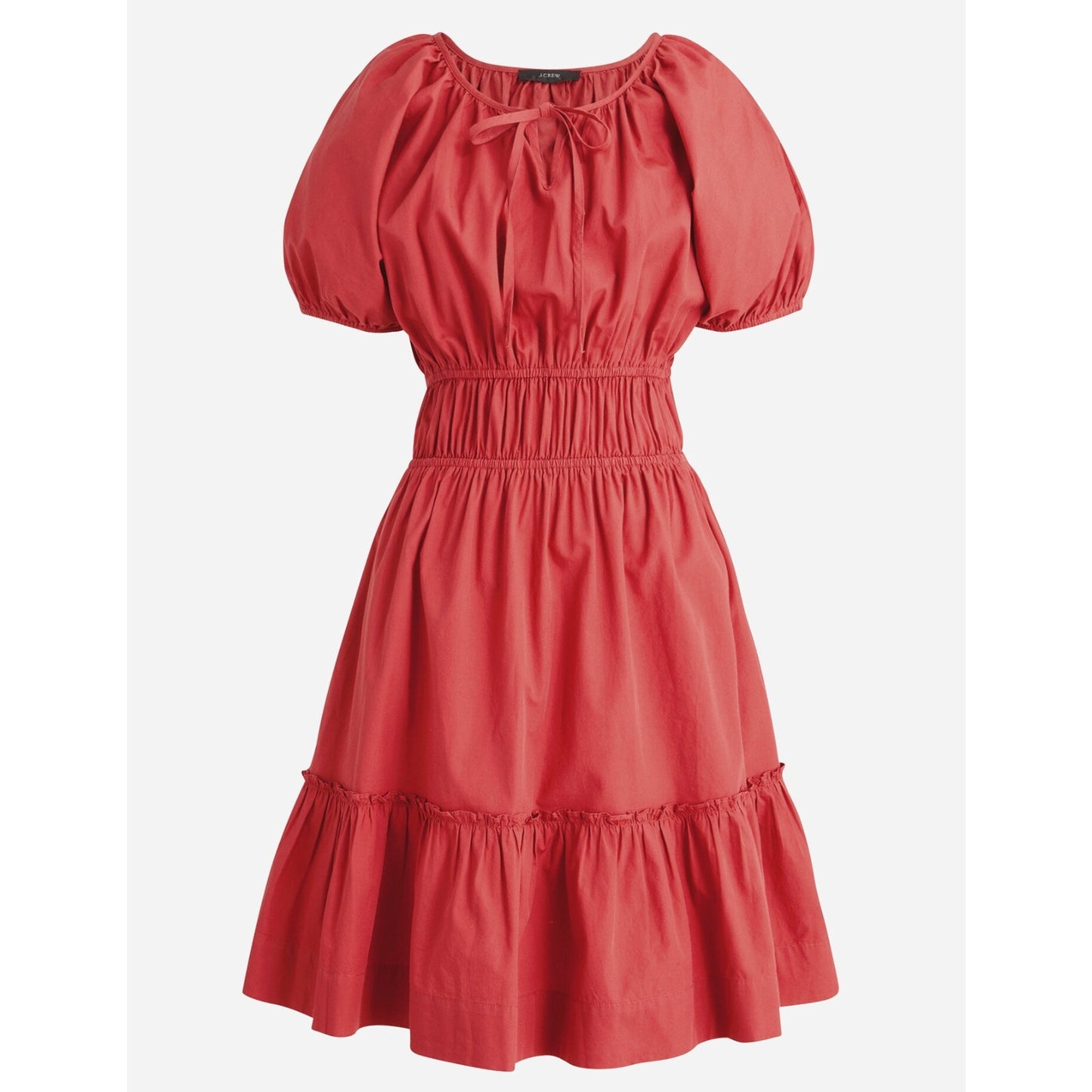 J. Crew Cinched Waist Short Puff Sleeve Cotton Mini Dress Rust Terracotta XL