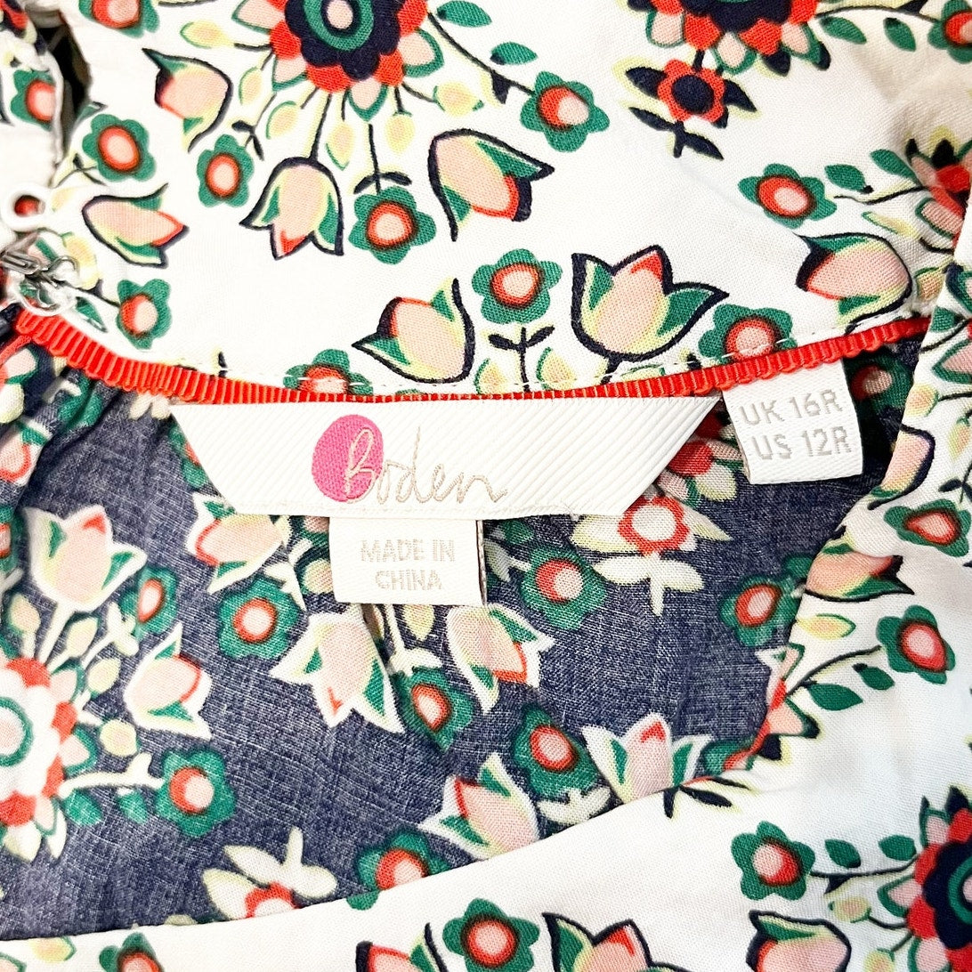 Boden Printed Sleeveless Mini Swing Dress Blue 12