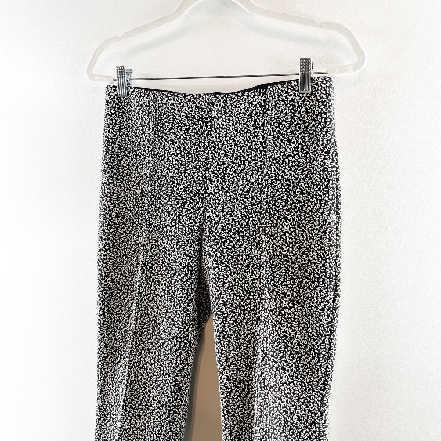 Anthropologie The Essential Leopard Cropped Flare Trousers Black White Small