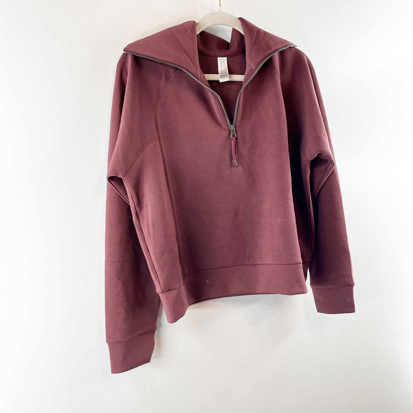 Spanx Air Essentials Half Zip Pullover Sweatshirt Spice Ox Blood Medium