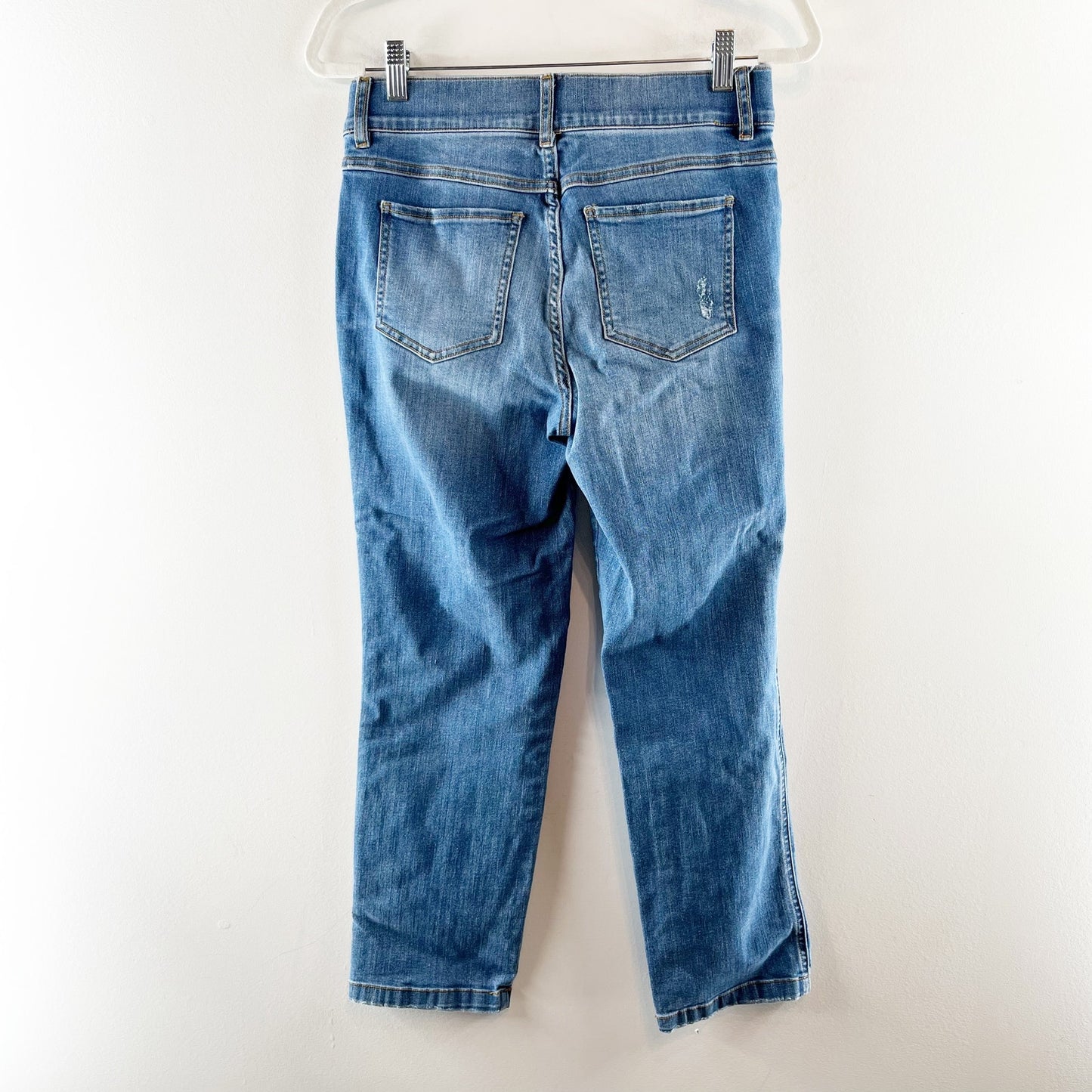 Spanx Ankle Straight Leg Jeans Vintage Indigo Medium Wash Denim Medium Petite