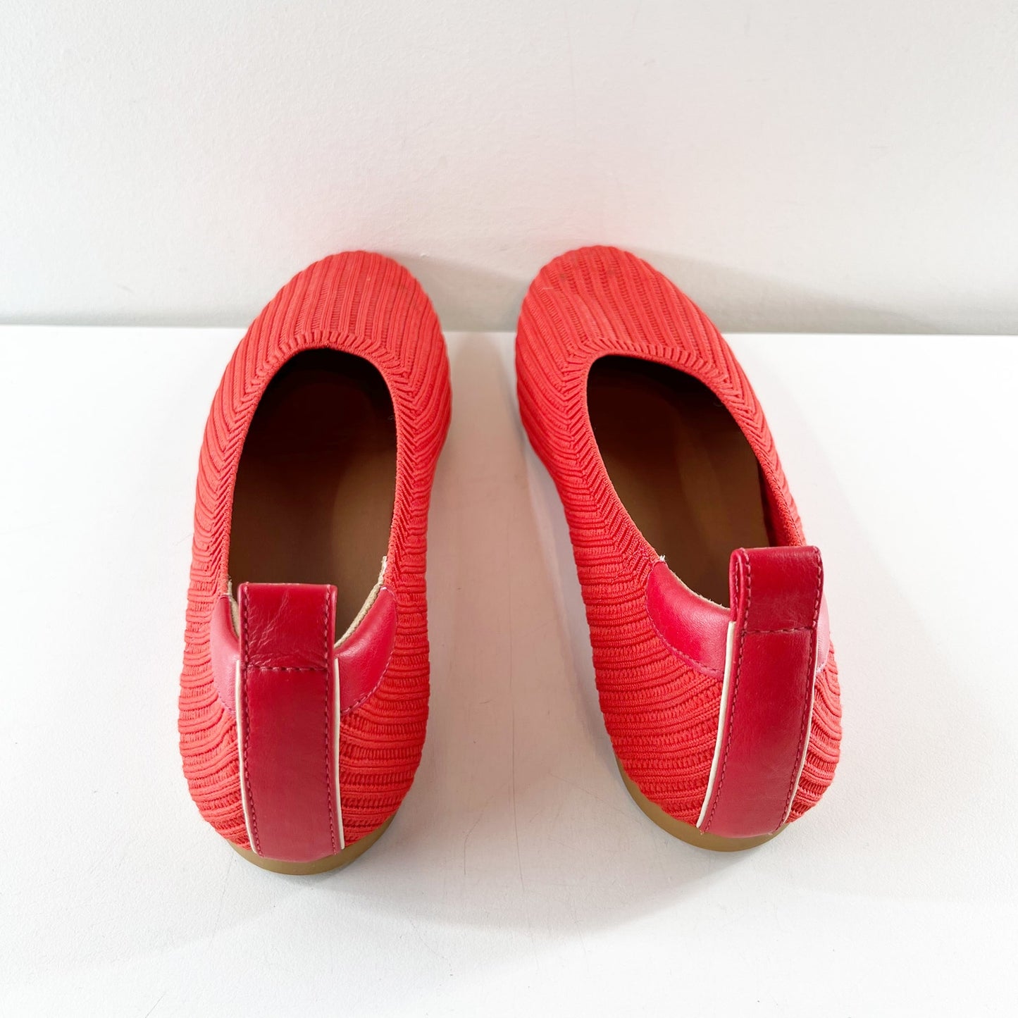 Everlane The Day Glove Knit Ribbed Ballet Flats Shoes Poppy Red 8