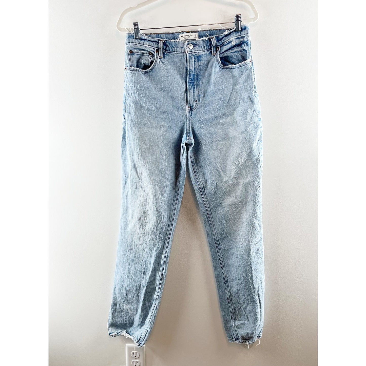 Abercrombie The 90s Straight Leg Ultra High Rise Jeans Blue 12 Tall
