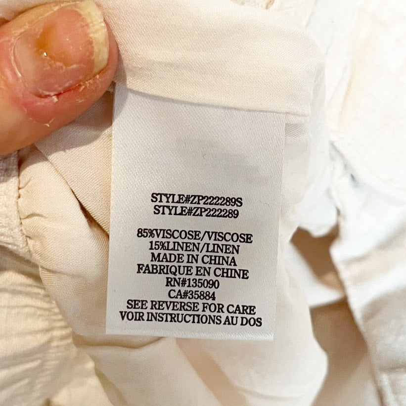 Z Supply High Rise Wide Leg Farrah Linen Blend Pants Trousers Cream Ivory Small