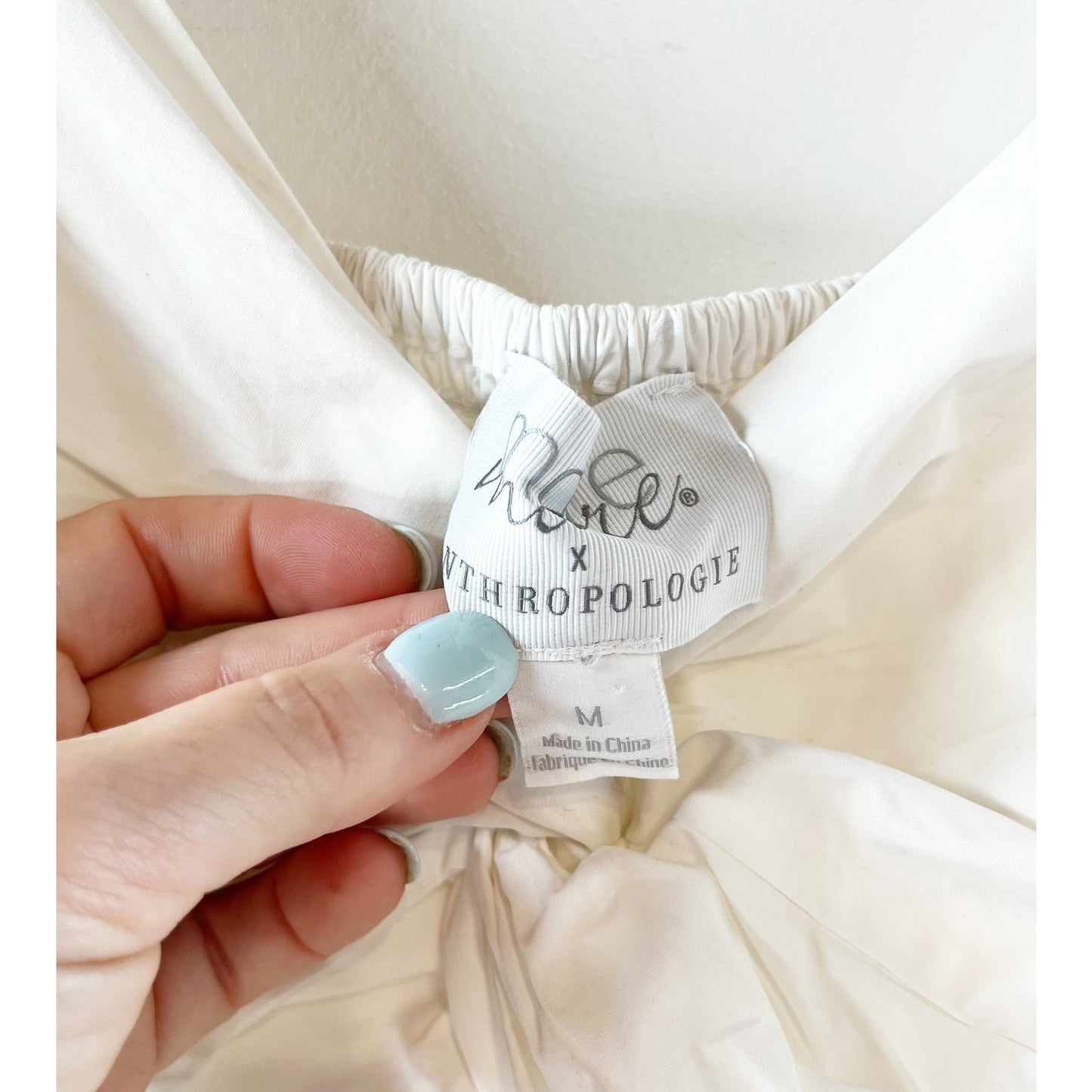 Mare Mare x Anthropologie Puff Sleeve Twist Front Mini Dress White Medium