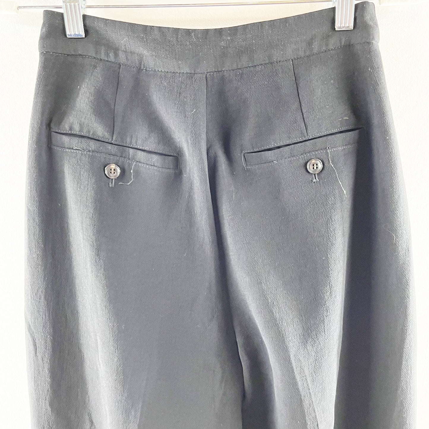 Madewell The Rosedale Hi-Rise Straight Relaxed Crepe Pleated Pant True Black 00