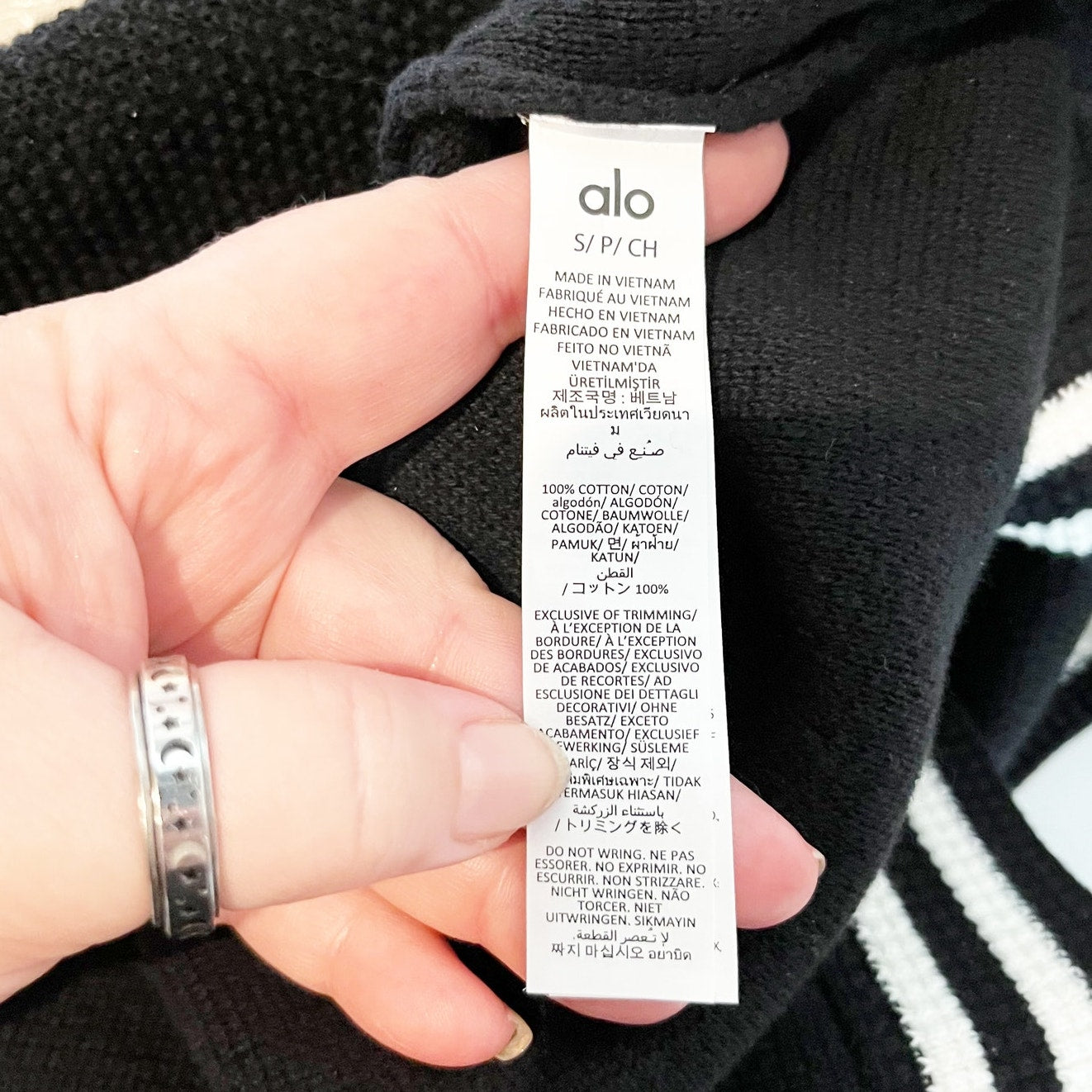 Alo Tennis Club Sweater Knit Mini Dress Black White Small