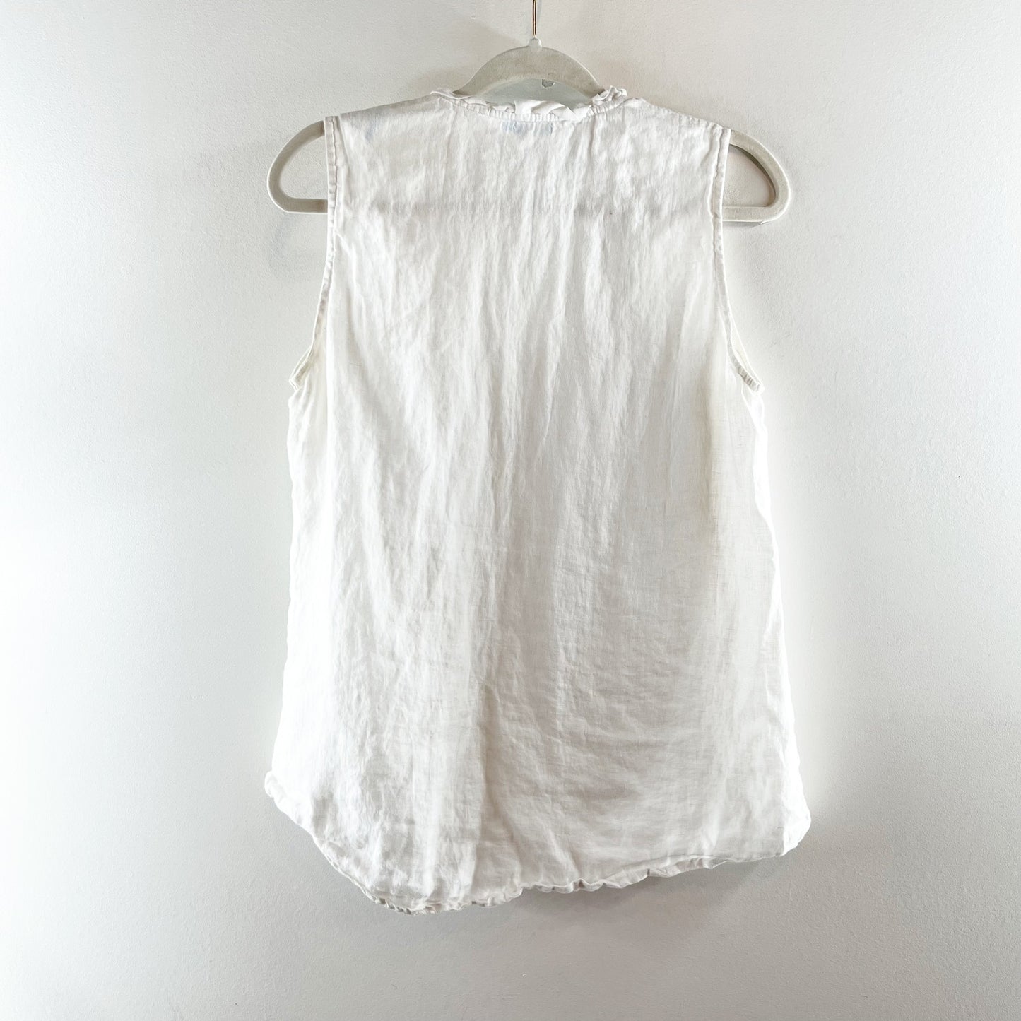 J. McLaughlin Sleeveless Linen Button Up Blouse Tank Top White Medium