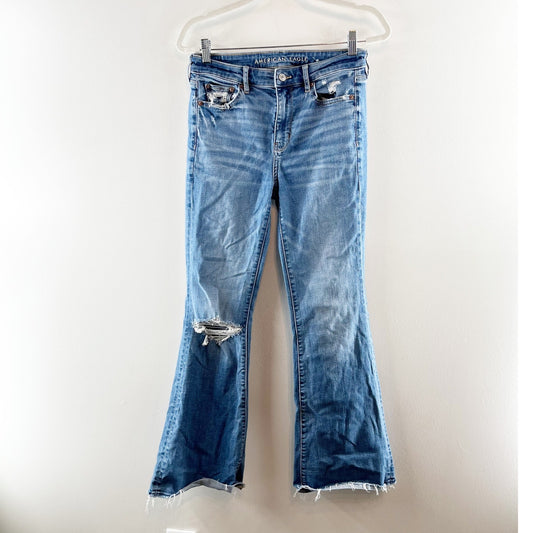 American Eagle Super High Rise Flare Leg Jeans Blue 4