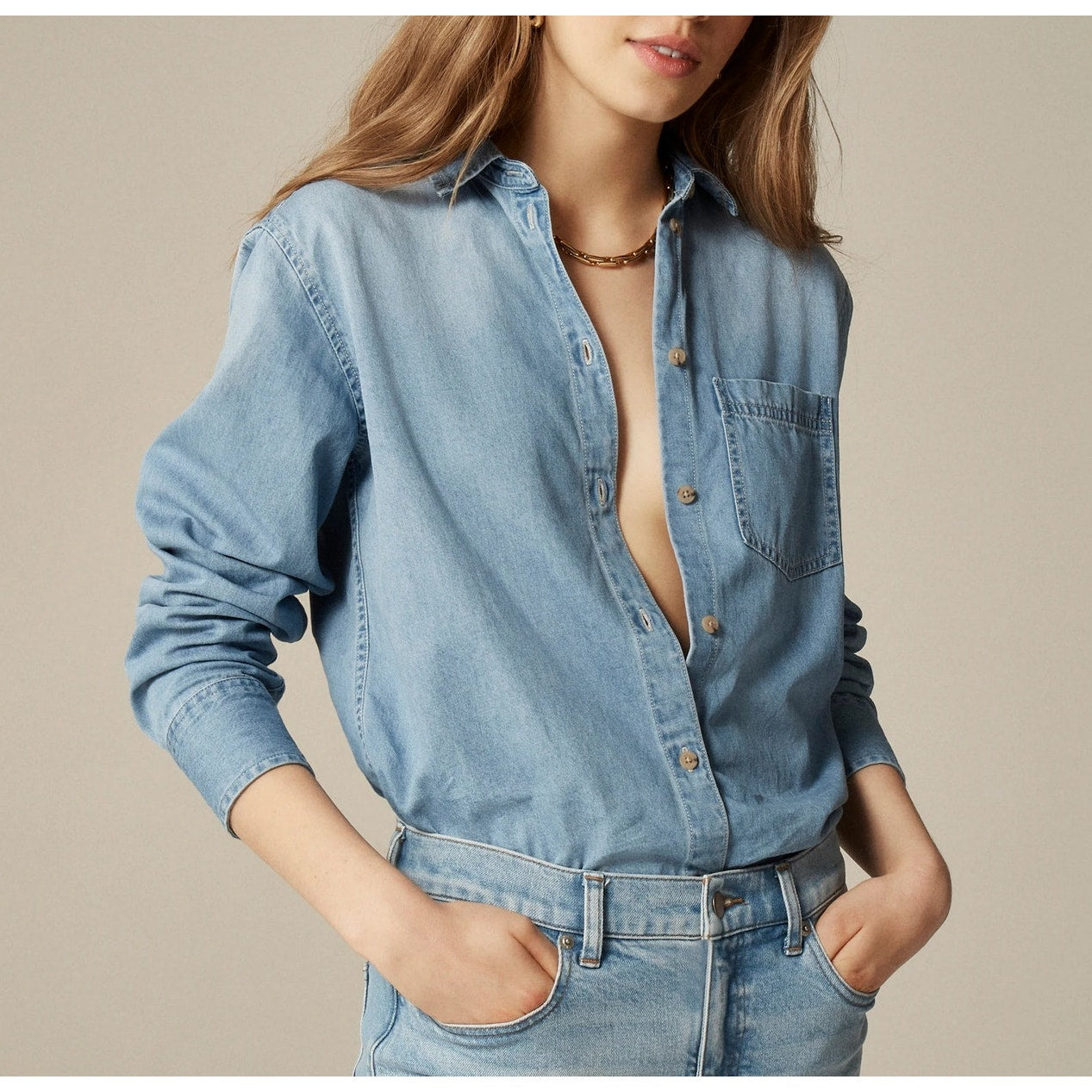 J. Crew Garcon Classic Chambray Denim Button Up Shirt Storm Wash Blue 2