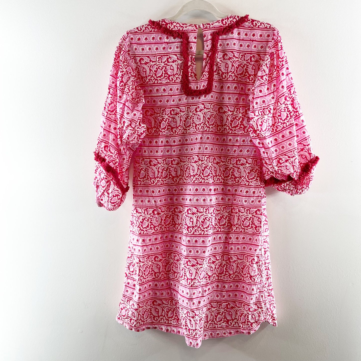 Tuckernuck Heat Wave Catalans Cotton Mini Cover Up Dress Pink Red Small
