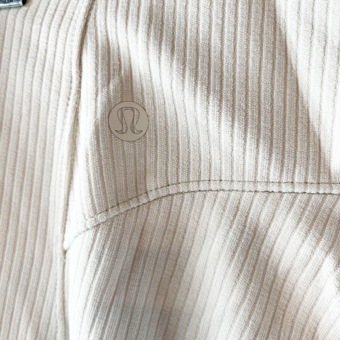 Lululemon Ribbed Softstreme Zip-Leg High-Rise Cropped Pants 25" Bone Cream 4