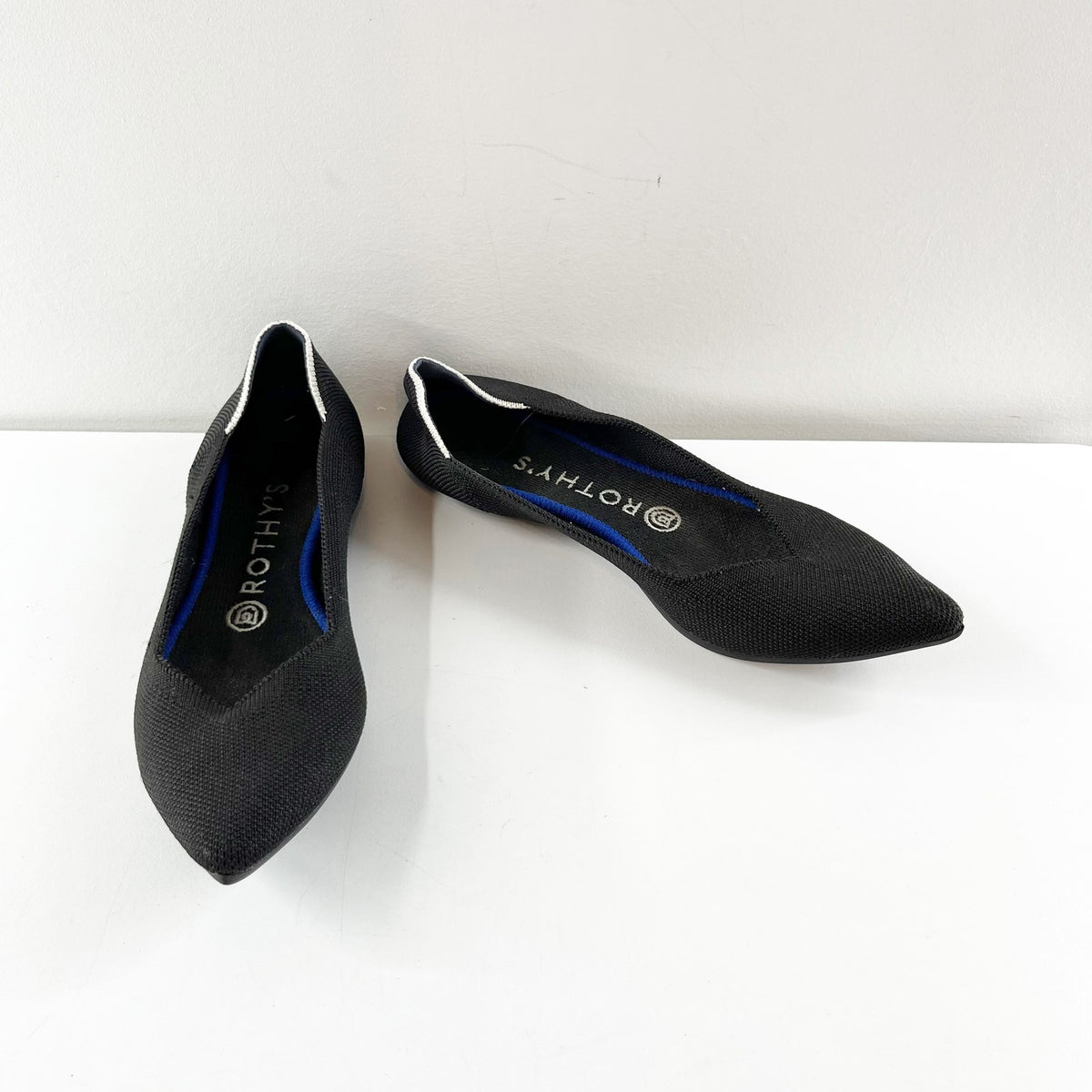 Rothy's The Point Knit Slip On Pointed Toe Ballet Flats Shoes Black 7.5
