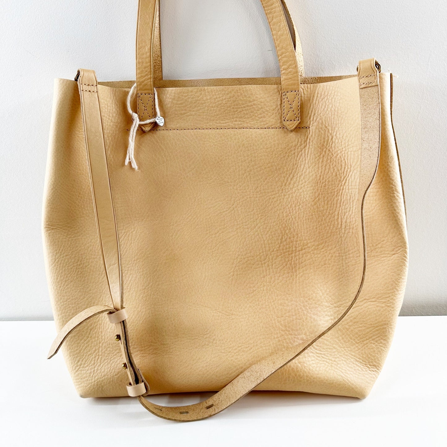 Madewell Classic Transport Leather Crossbody Tote Handbag Natural Buff Beige