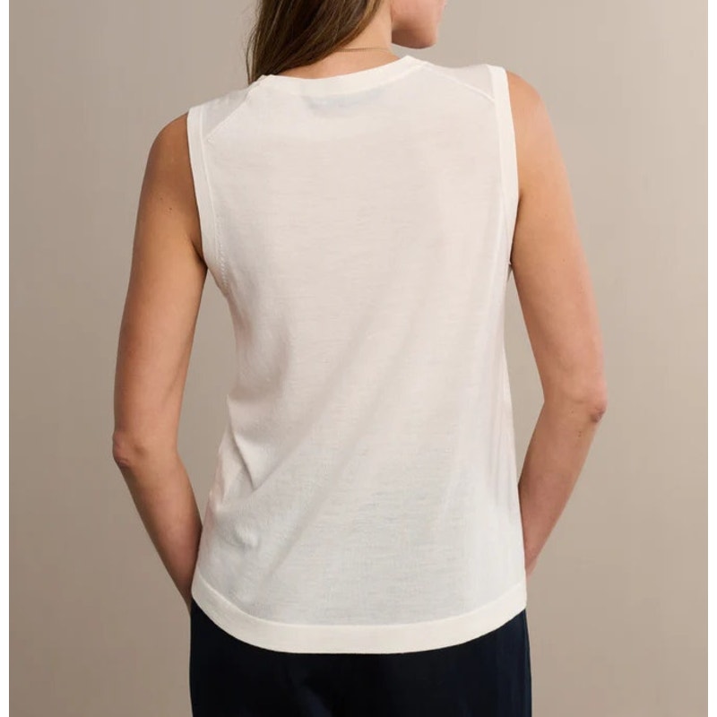 Jenni Kayne 100% Merino Wool Sleeveless Crew Neck Tank Top Cream Large