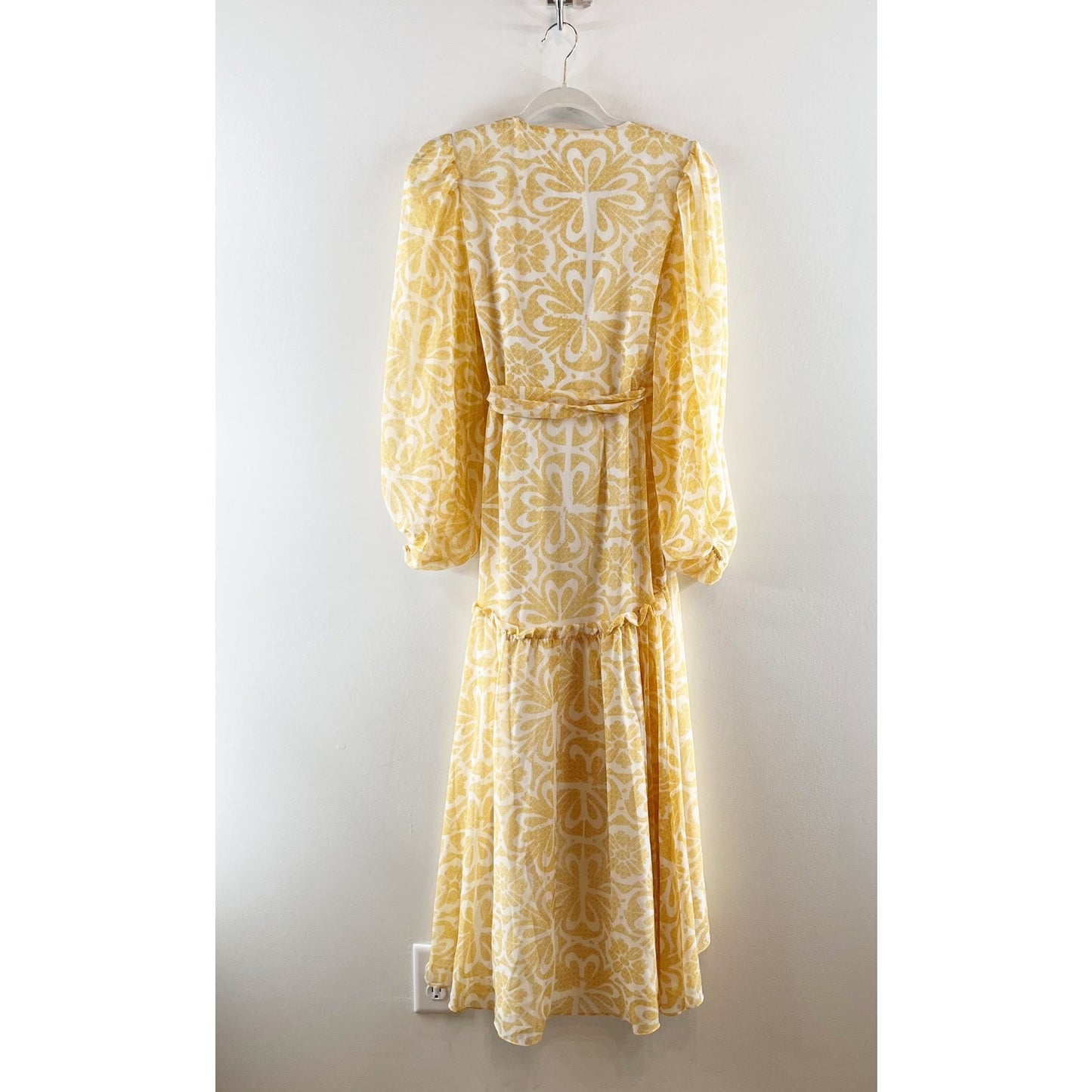 Hutch Anthropologie Geo Long Sleeve Wrap Midi Dress Yellow XXS