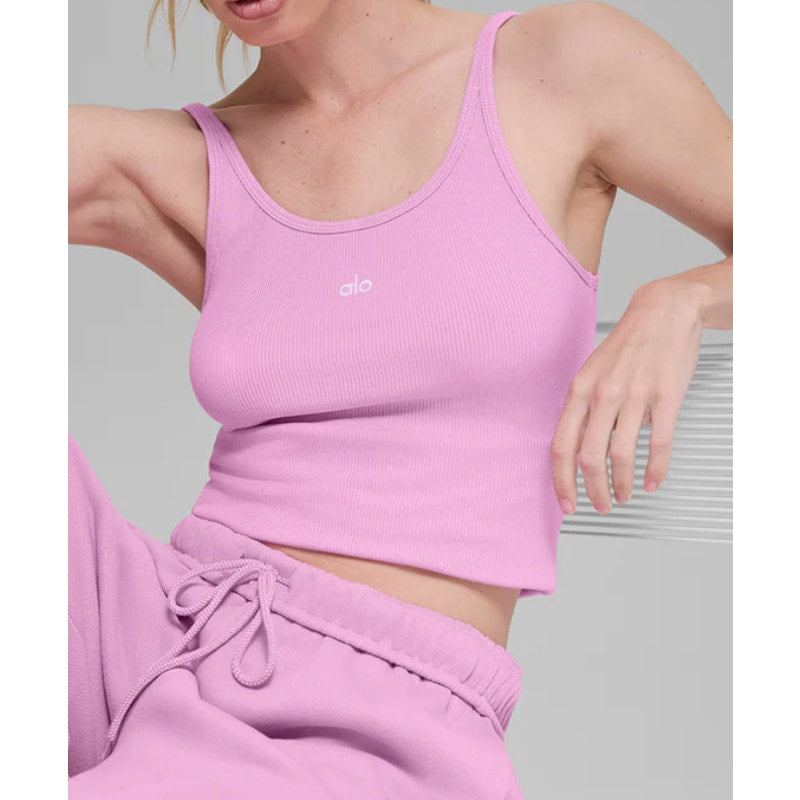 Alo Ribbed Prosper Tank Top Candy Heart Pink Small