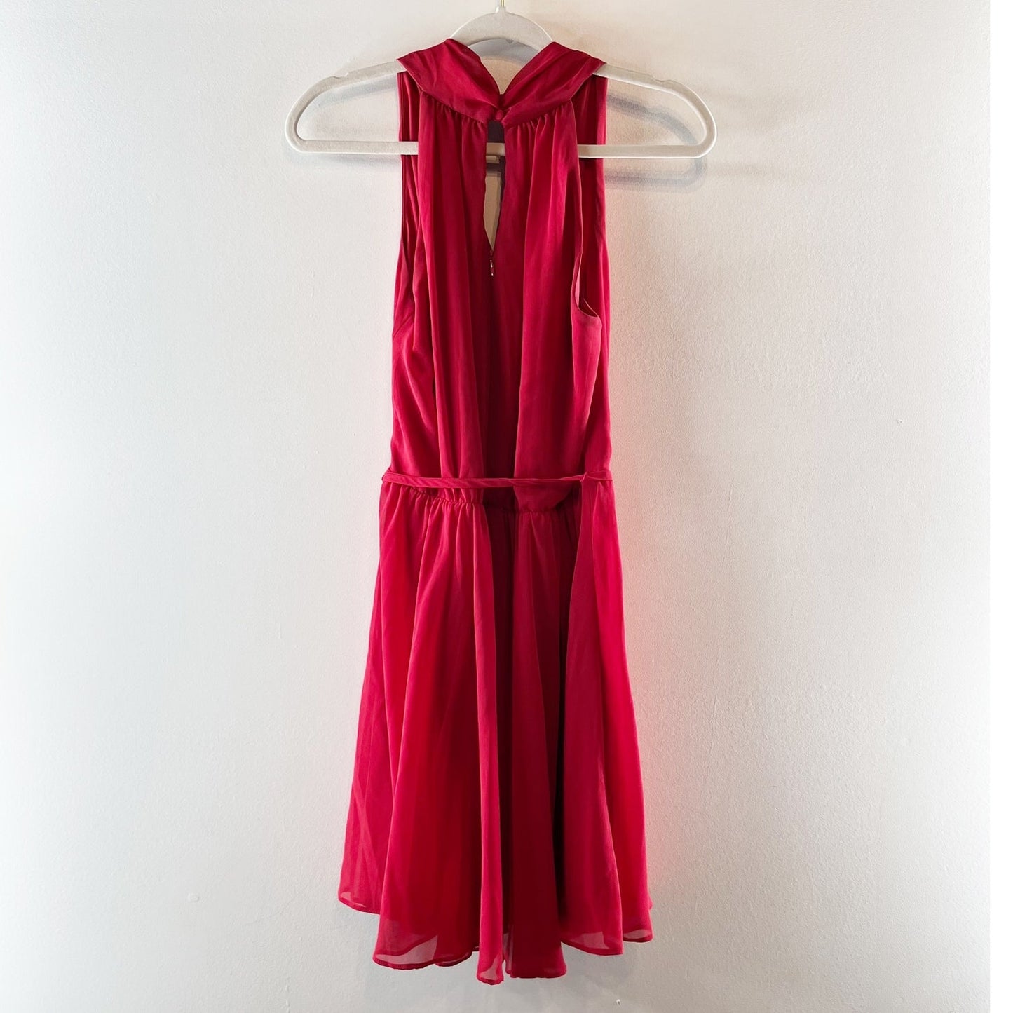 Boston Proper Sleeveless Surplice V-Neck Belted Mini Dress French Kiss Red 12
