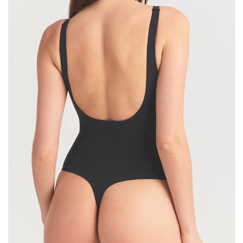 Skims Fits Everybody Square Neck Thong Bodysuit Tank Top Black Small