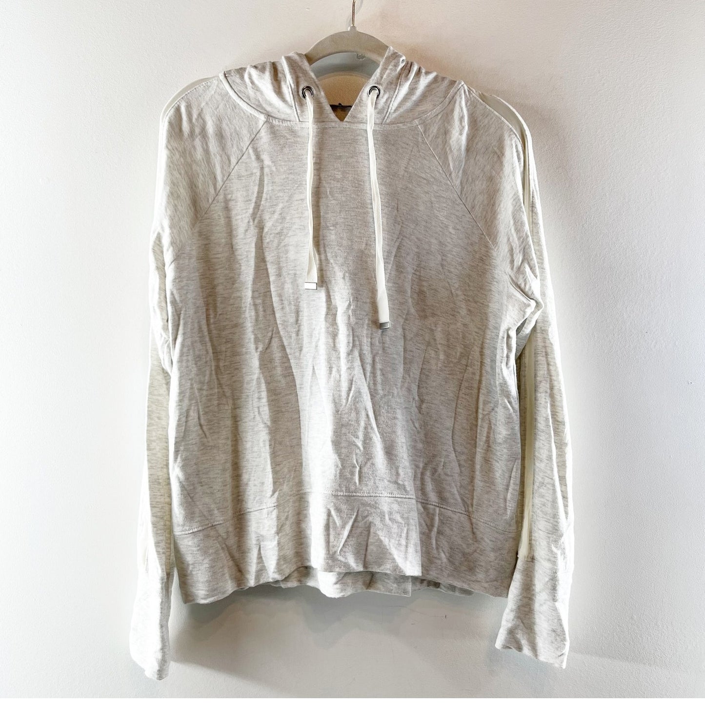 Athleta Open Hearted Hoodie Pullover Sweatshirt Light Heathered Gray