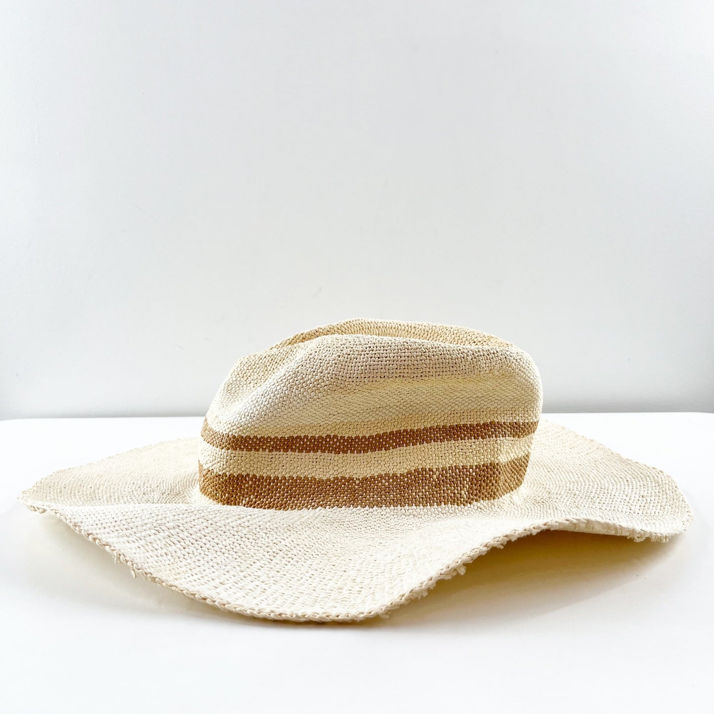 Gap Sunset Striped Wide Brim Sun Beach Straw Hat Natural S / M