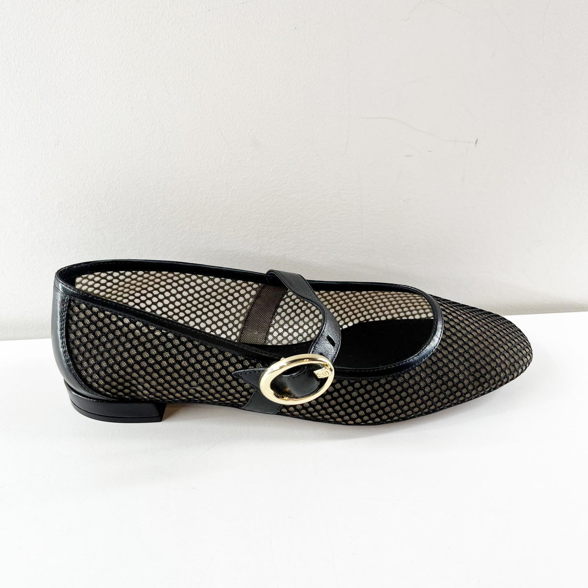Stuart Weitzman Arabella Mesh Mary Jane Ballet Flats Black 10
