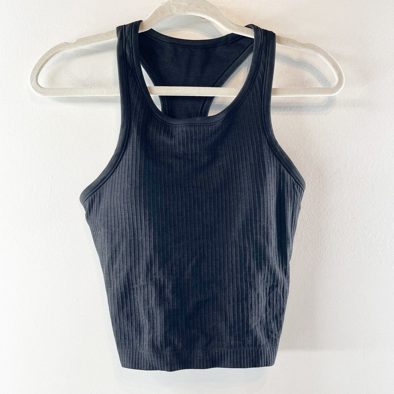 Lululemon Ebb To Street Ribbed Racerback Crop Tank Top Black 6