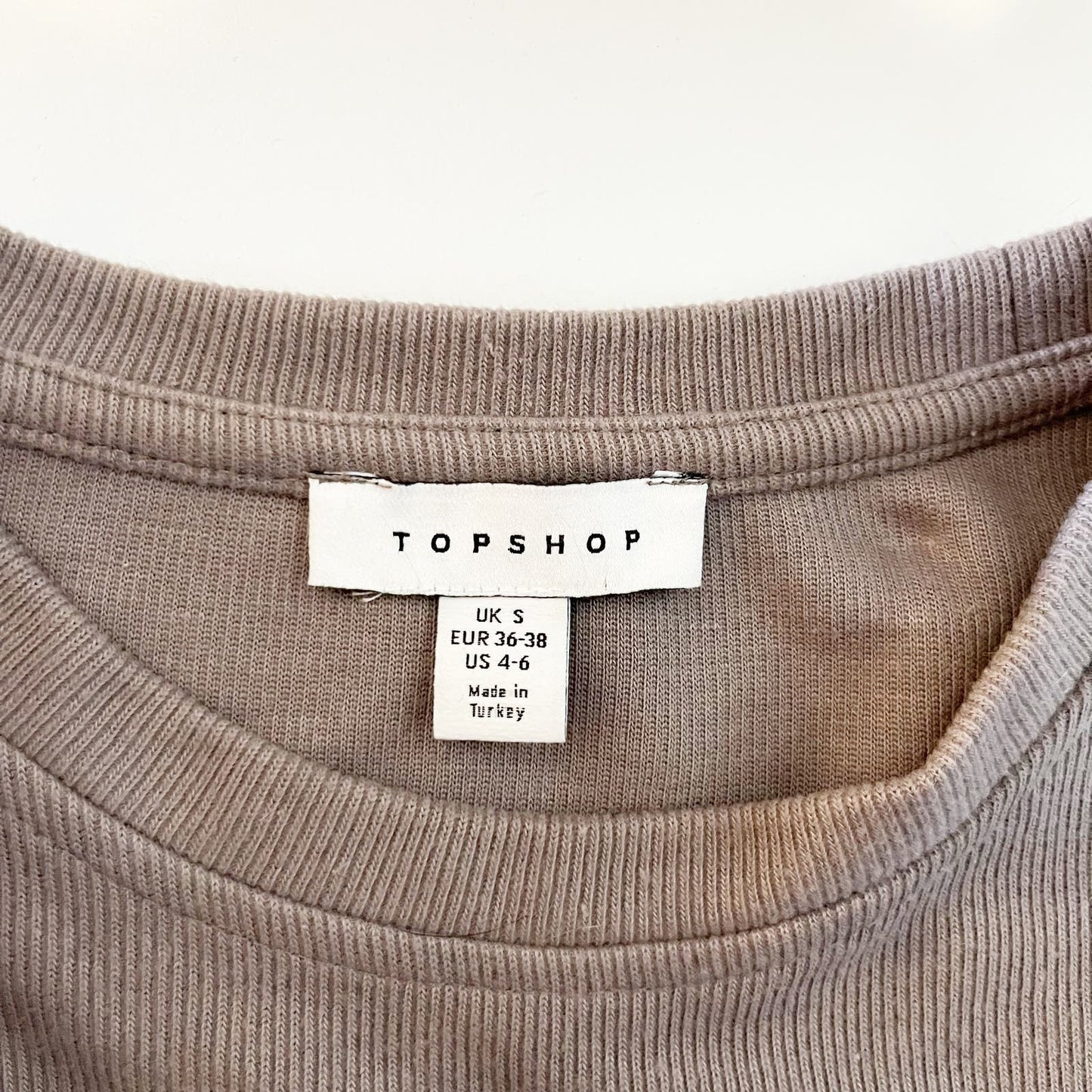 Topshop ASOS Corded Crewneck Long Sleeve T-Shirt Sweatshirt Tan Small