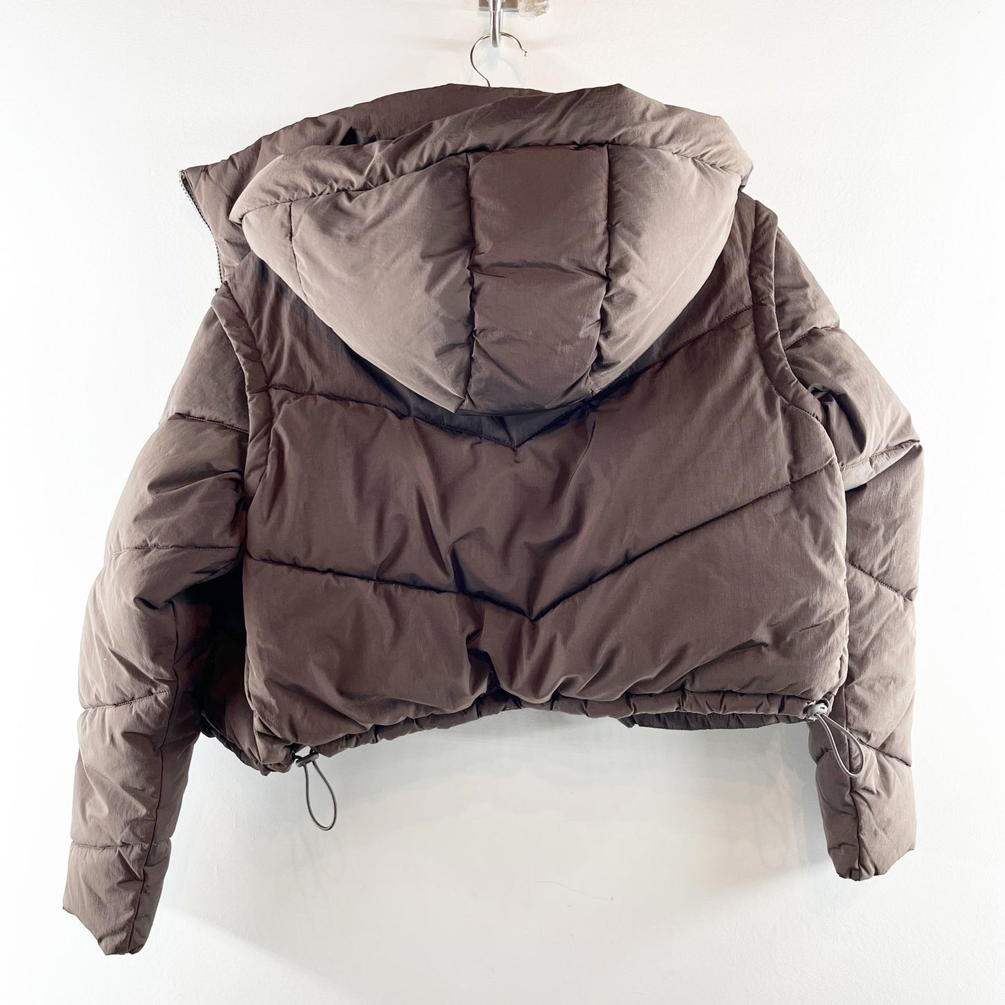 Alo Glacier Cropped Puffer Jacket Coat Espresso Brown Small