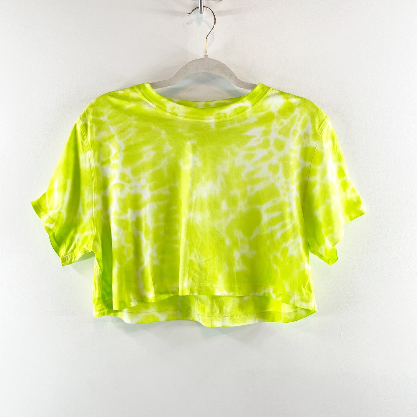 Lululemon All Yours Cropped Cotton T-Shirt Tie Dye Neon Yellow Medium