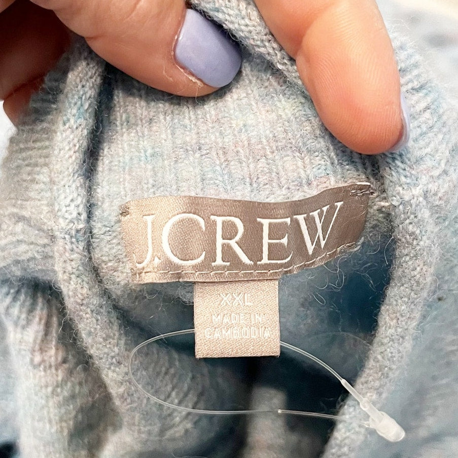J. Crew Rollneck Long Sleeve Wool Blend Sweater Blue XXL