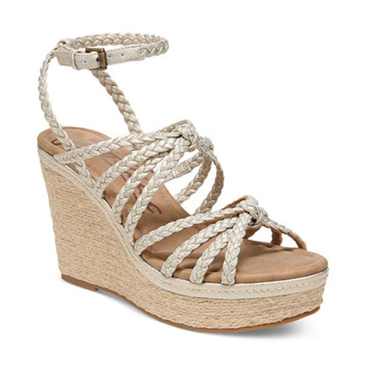 Zodiac Shana Braided Wedge Espadrille Strappy Sandals Metallic Gold 10