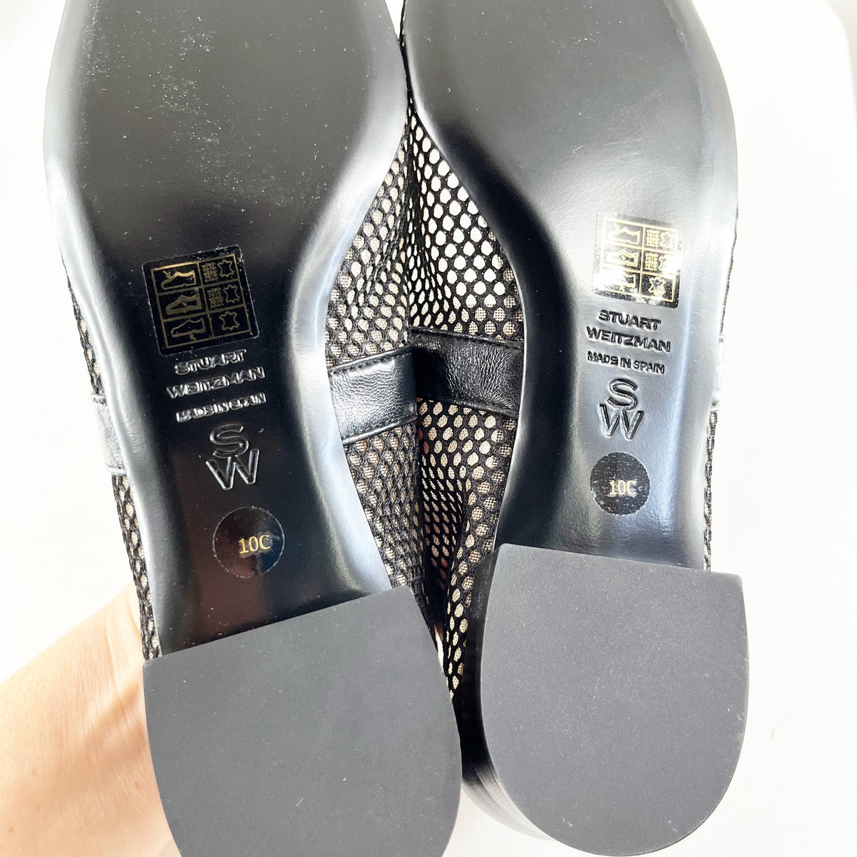 Stuart Weitzman Arabella Mesh Mary Jane Ballet Flats Black 10