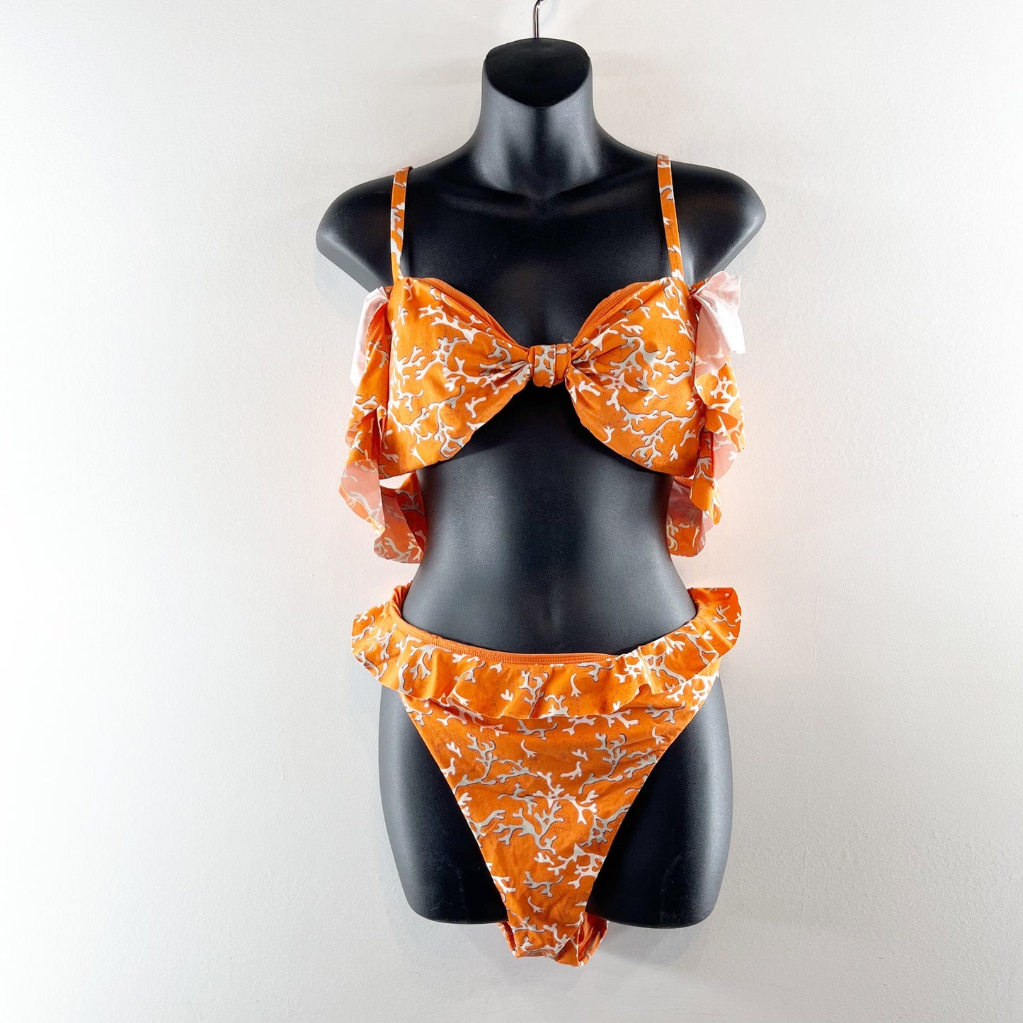 Maeve Anthropologie Jasmine Flounced Bikini Swimsuit Set Orange XL