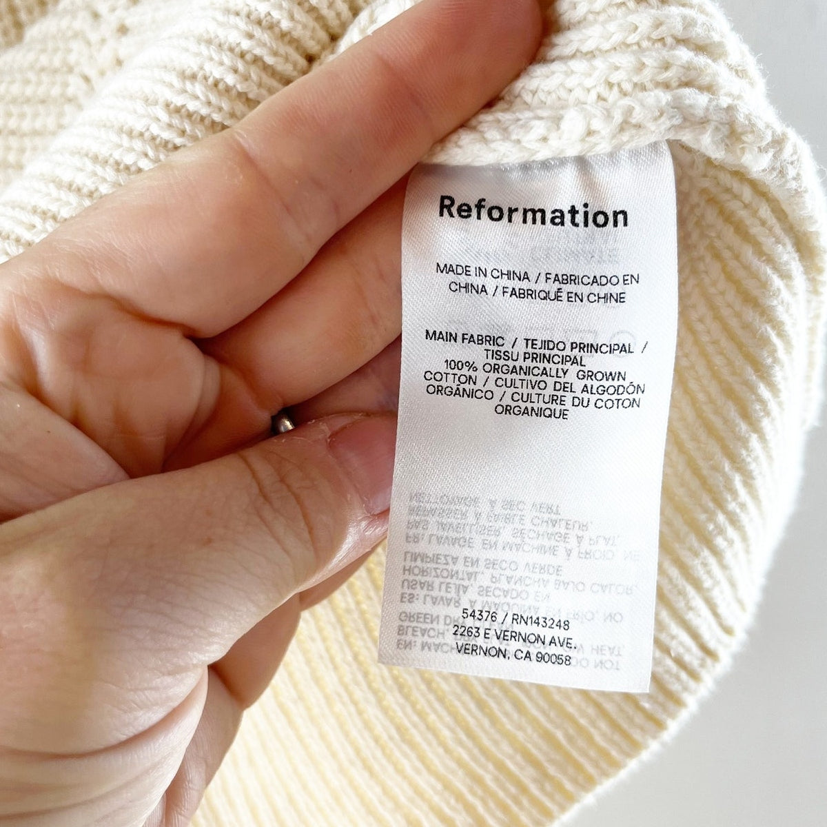 Reformation Teagan Ribbed Crewneck Sleeveless Sweater Vest Cream Ivory Large
