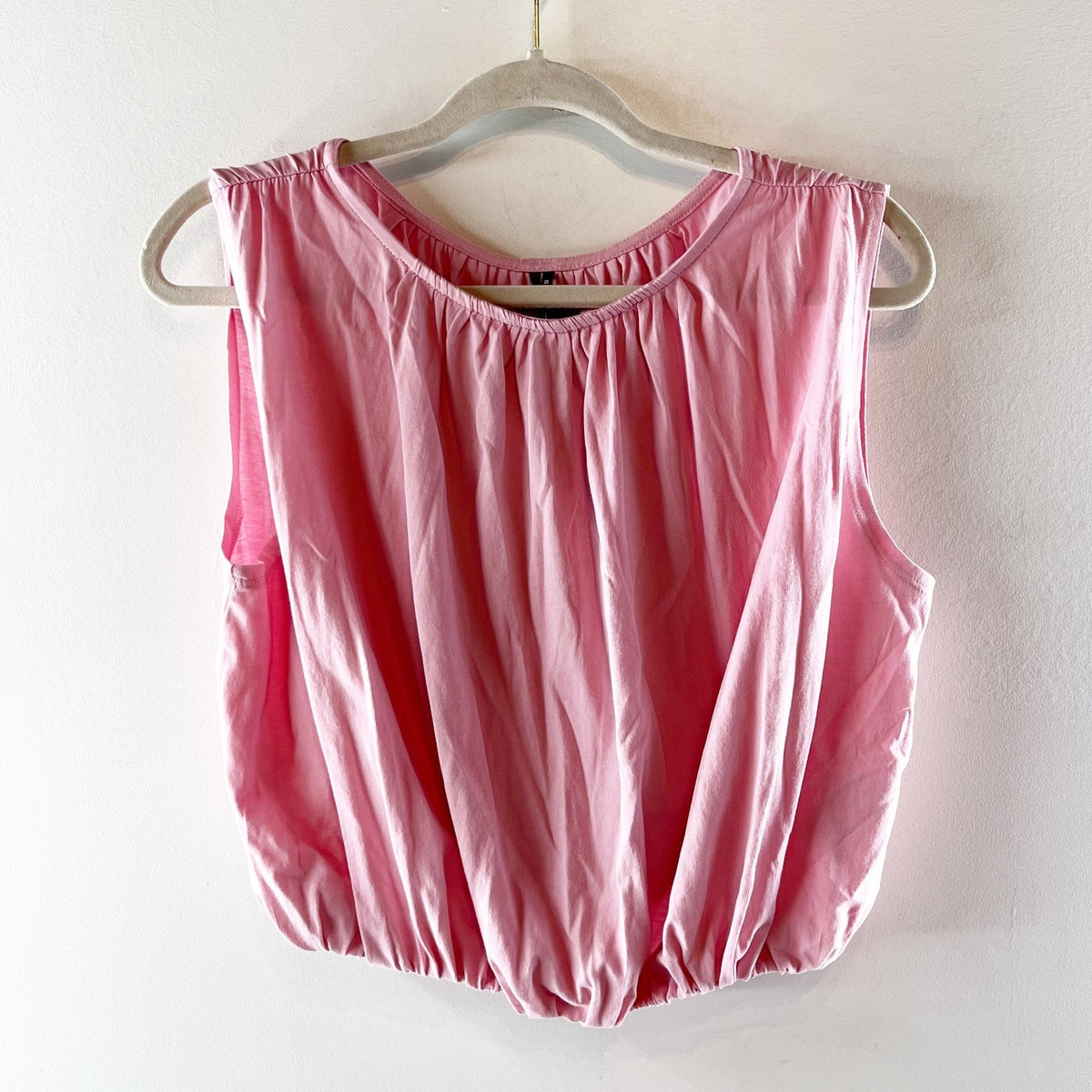 Anthropologie Bubble Hem Sleeveless Muscle Tank Top Pink XS