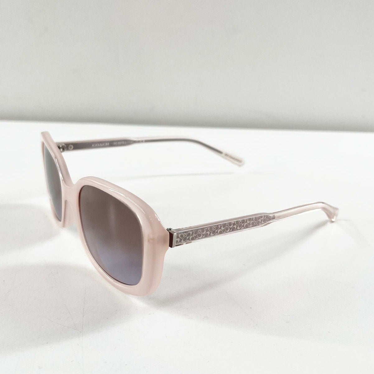 Coach Acrylic Purple Gradient Rectangle Sunglasses Milky Pink