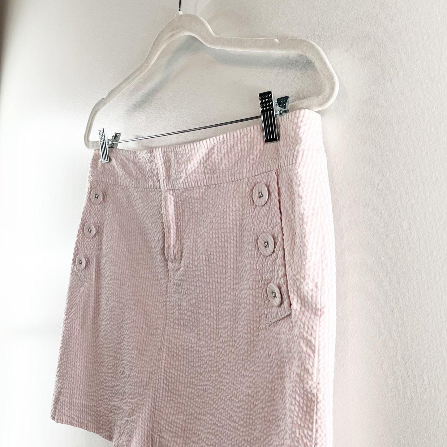 Lilly Pulitzer Seersucker Pull On Striped Mini Skirt Pink 6