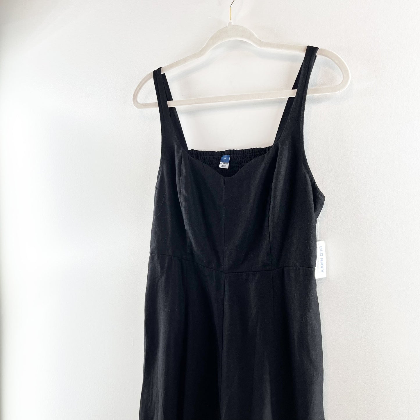 Old Navy Sweetheart Neckline Linen Blend Midi Dress Black Medium