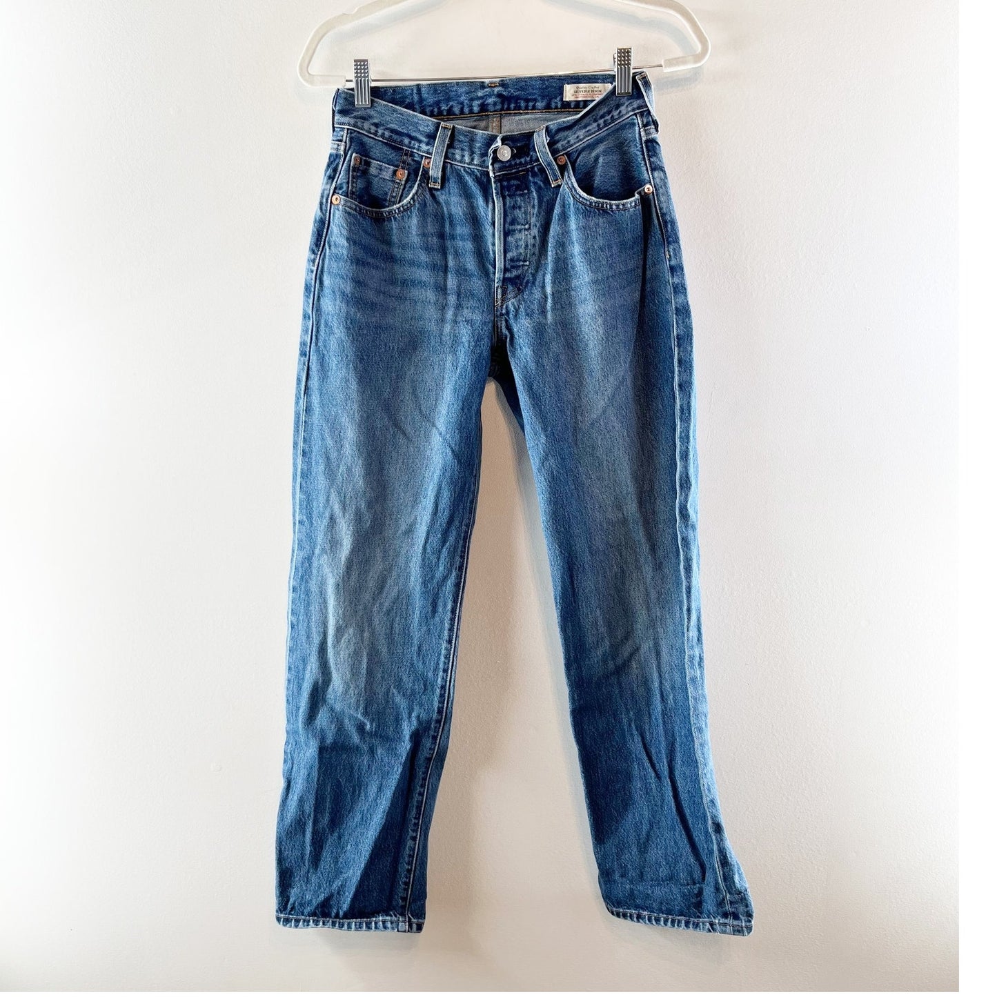 Levi's Original 501 100% Cotton Mid Rise Button Fly Denim Straight Jeans Blue 25