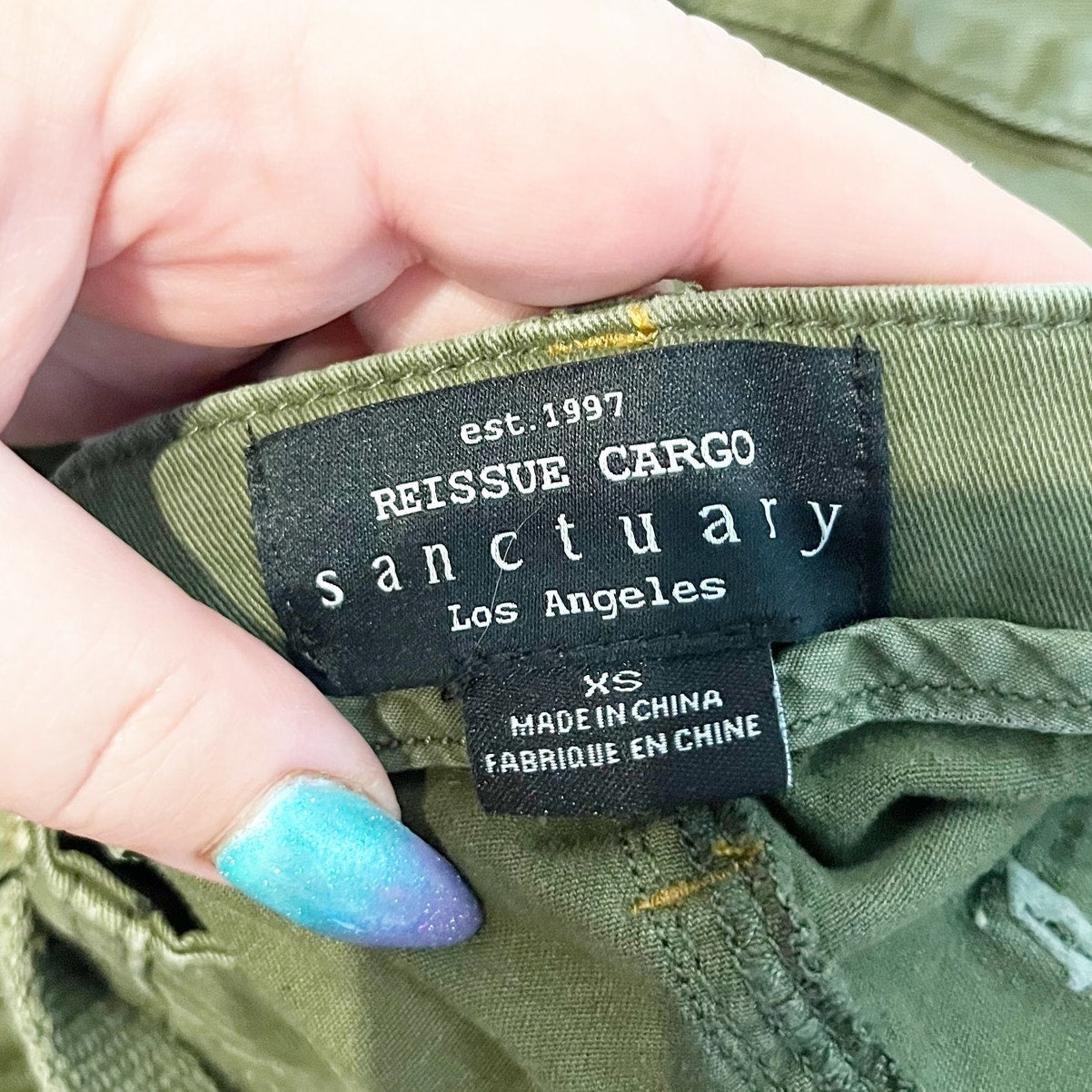 Sanctuary Reissue High Rise Wide Leg Cargo Pants Moss Green XS