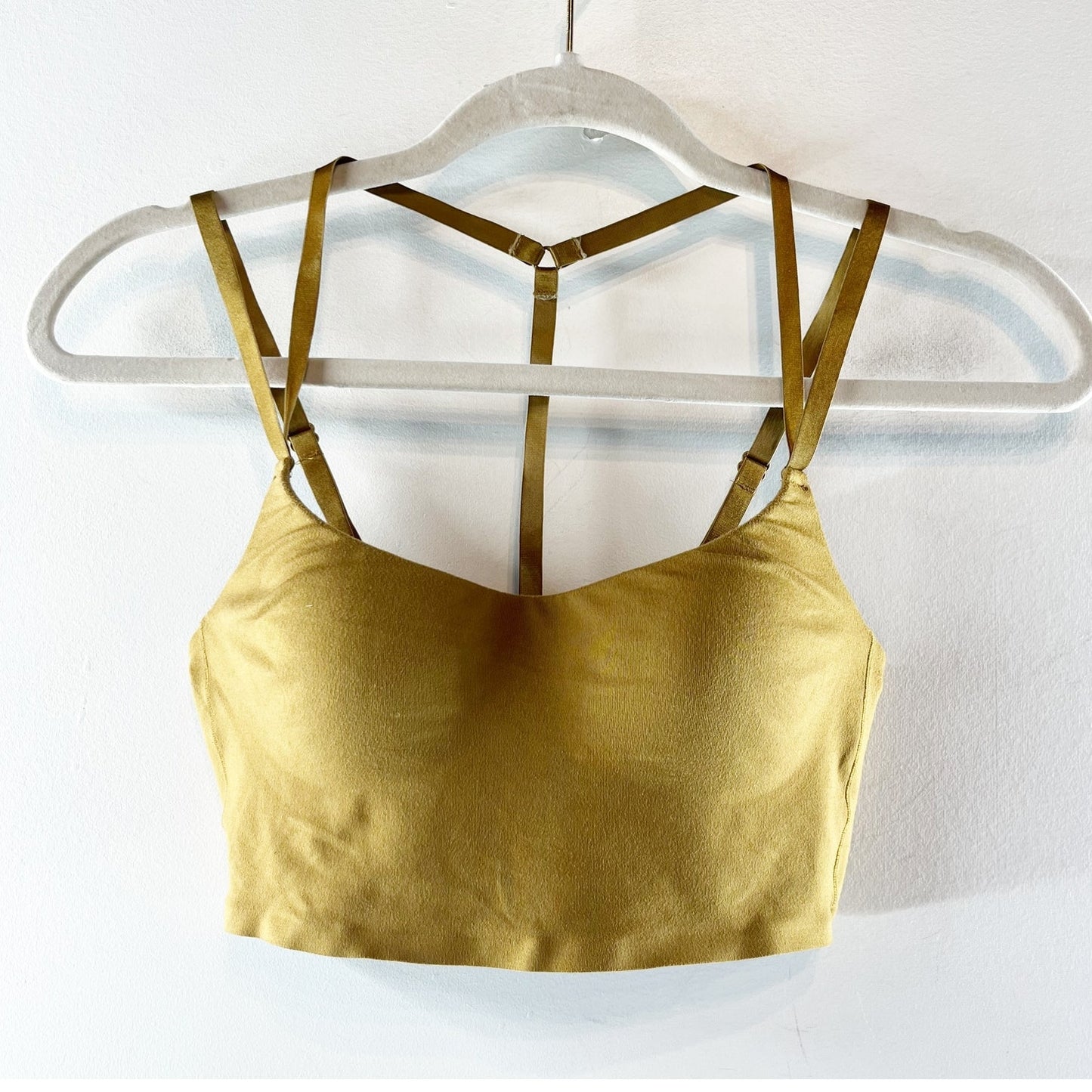 Alo Alosoft Spotlight Racerback Strappy Sports Bra Moss Green XS