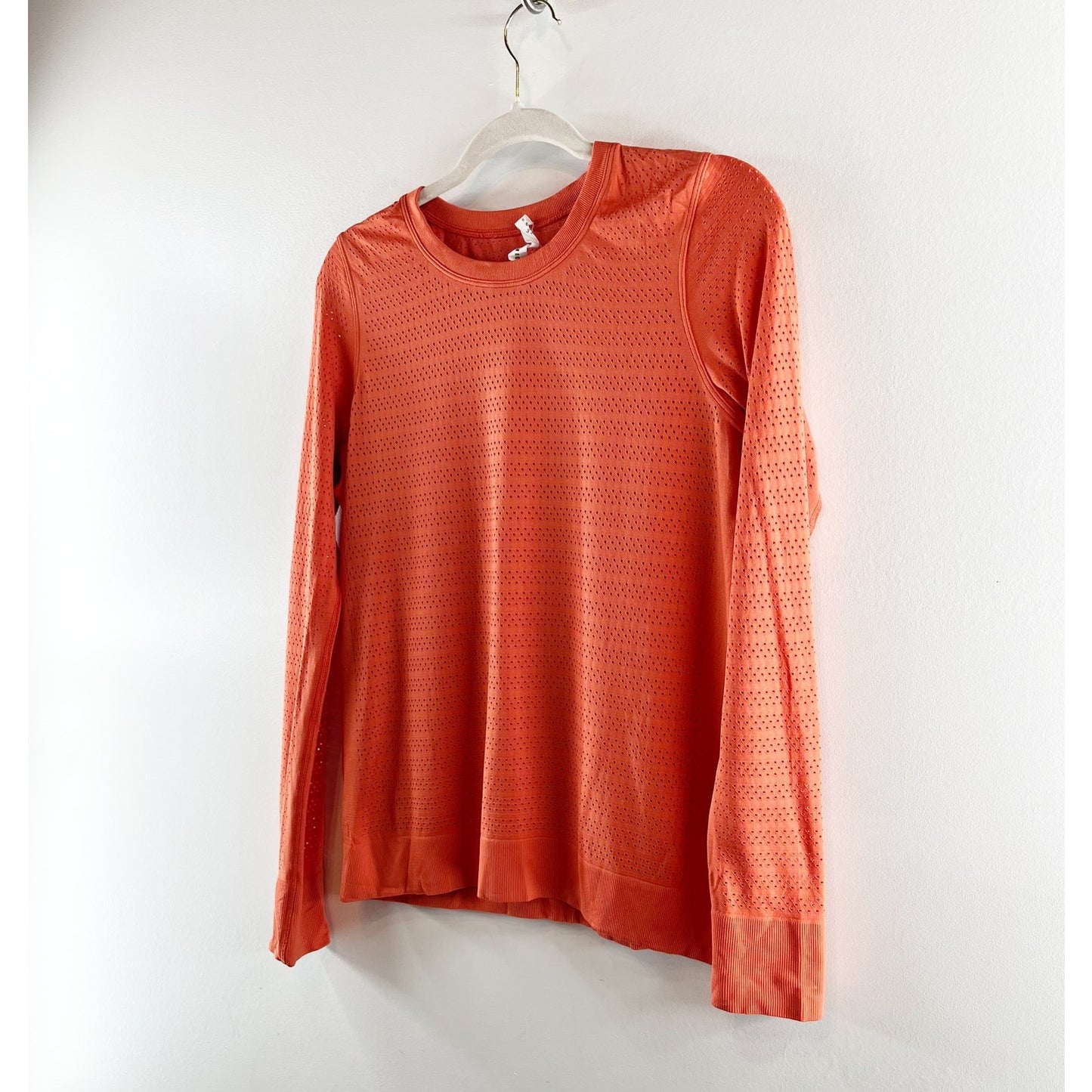 Lululemon Breeze By Long Sleeve Squad Run T-Shirt Seamless Relaxed Fit Orange 8