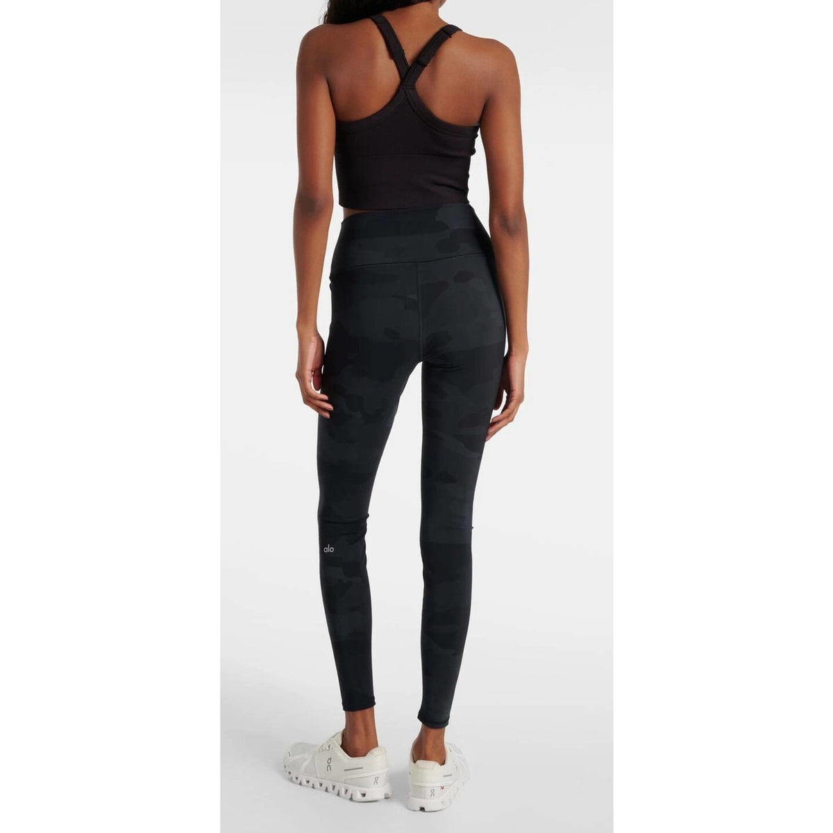 Alo High-Waisted Camo Vapor Compression Legging Pants Black Green XS