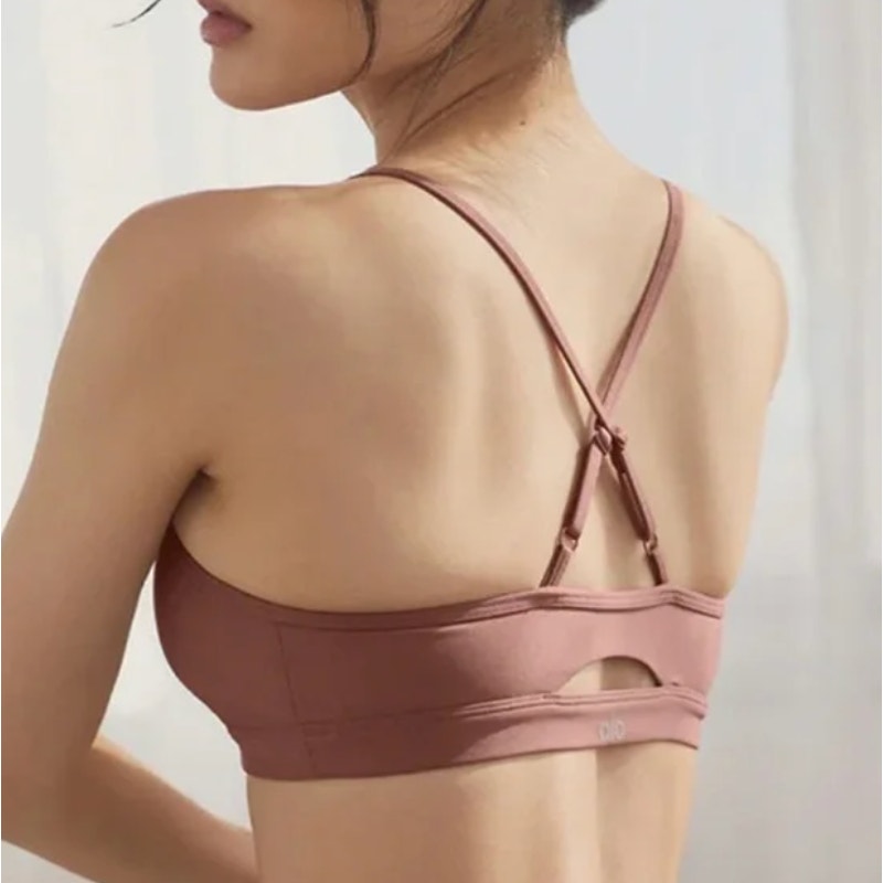 Alo Airlift Intrigue Sports Bra Chestnut Brown Small