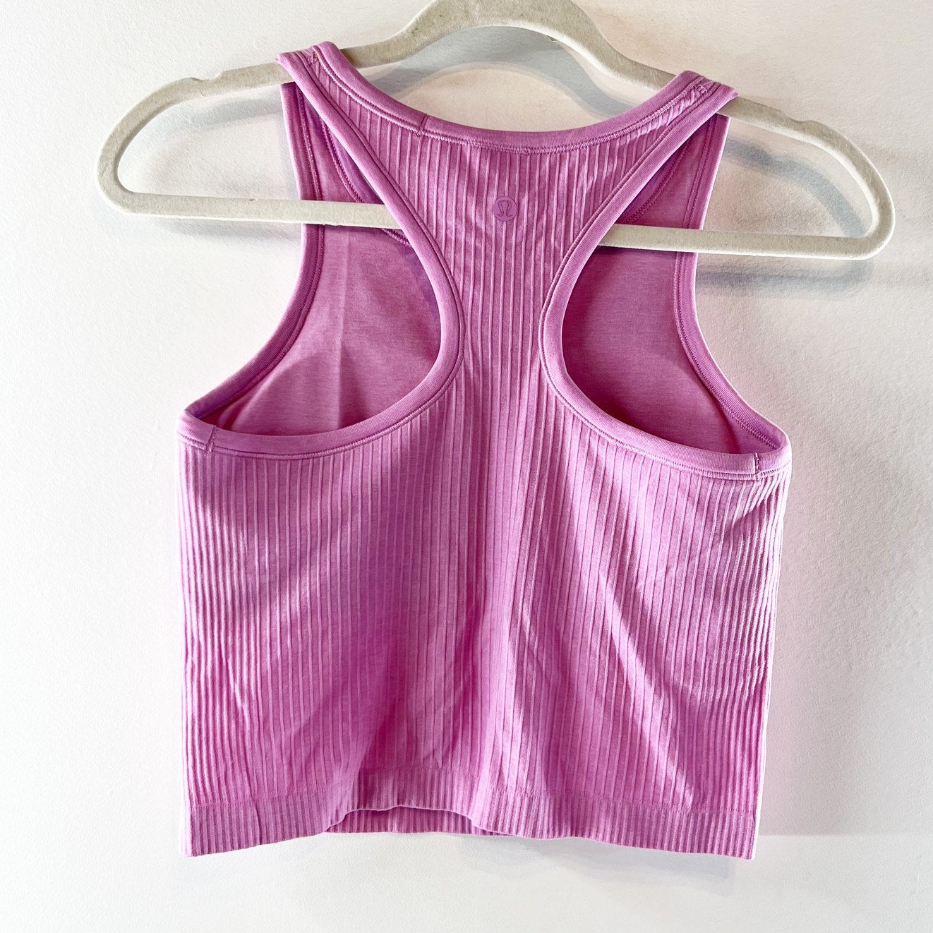 Lululemon Ebb to Street Cropped Ribbed Racerback Tank Top Velvet Dust Pink 6