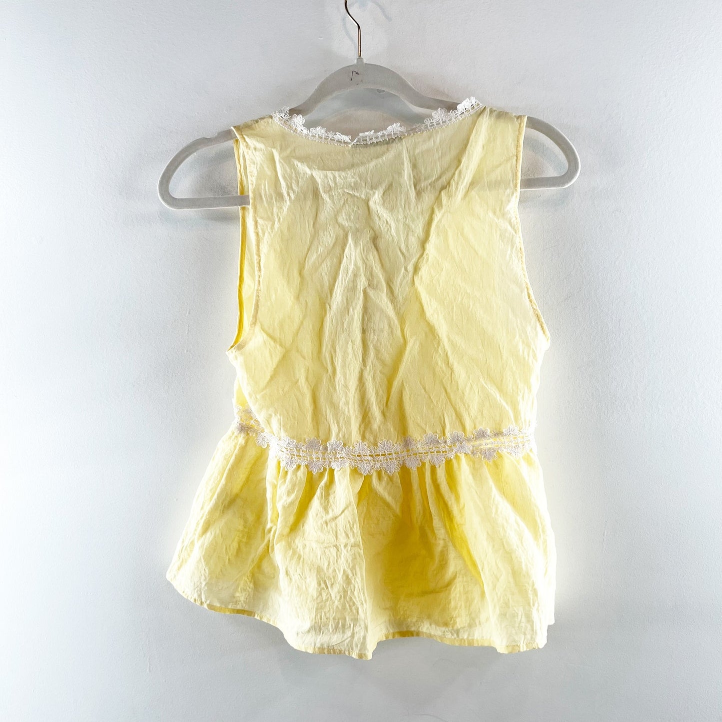ZARA Plunge V Neck Sleeveless Peplum Tank Top Butter Yellow Small